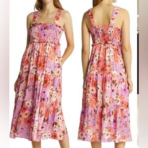 Rachel Parcell Floral Tiered Smocked Dress